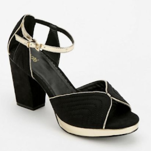 black and gold chunky heels